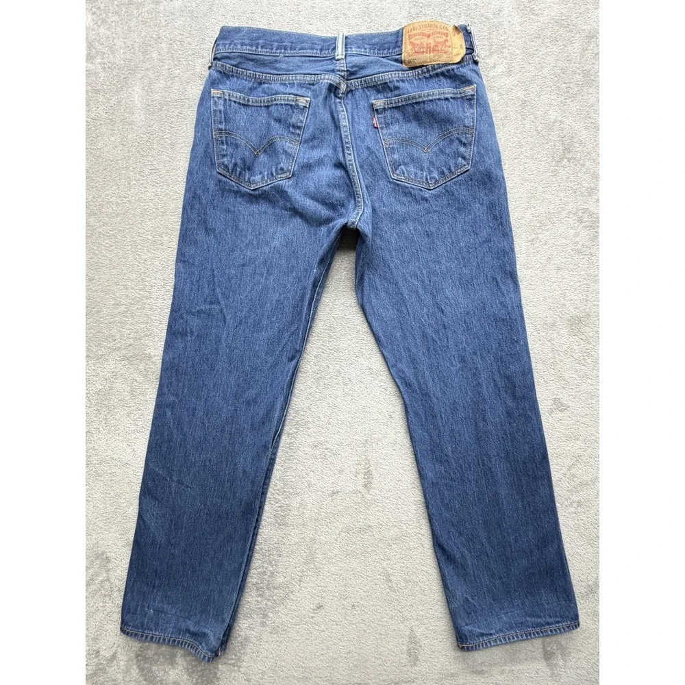 Levis 501 Jeans‎ Mens Measured 34x29 Blue Straight Denim Button Fly Classic Fit